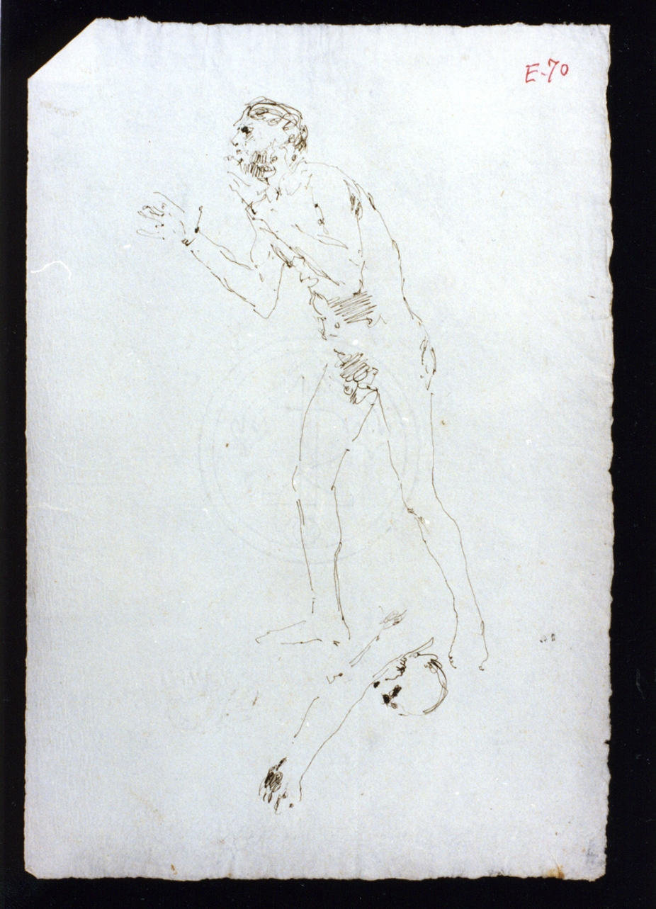 studio di dannato nudo (disegno) di Vetri Paolo (sec. XIX)