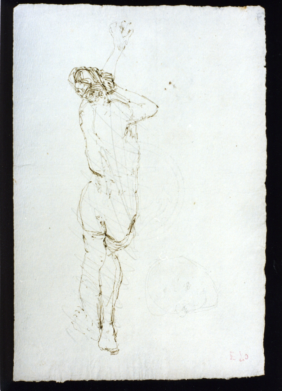 studio di figura femminile nuda di tergo (disegno) di Vetri Paolo (sec. XIX)