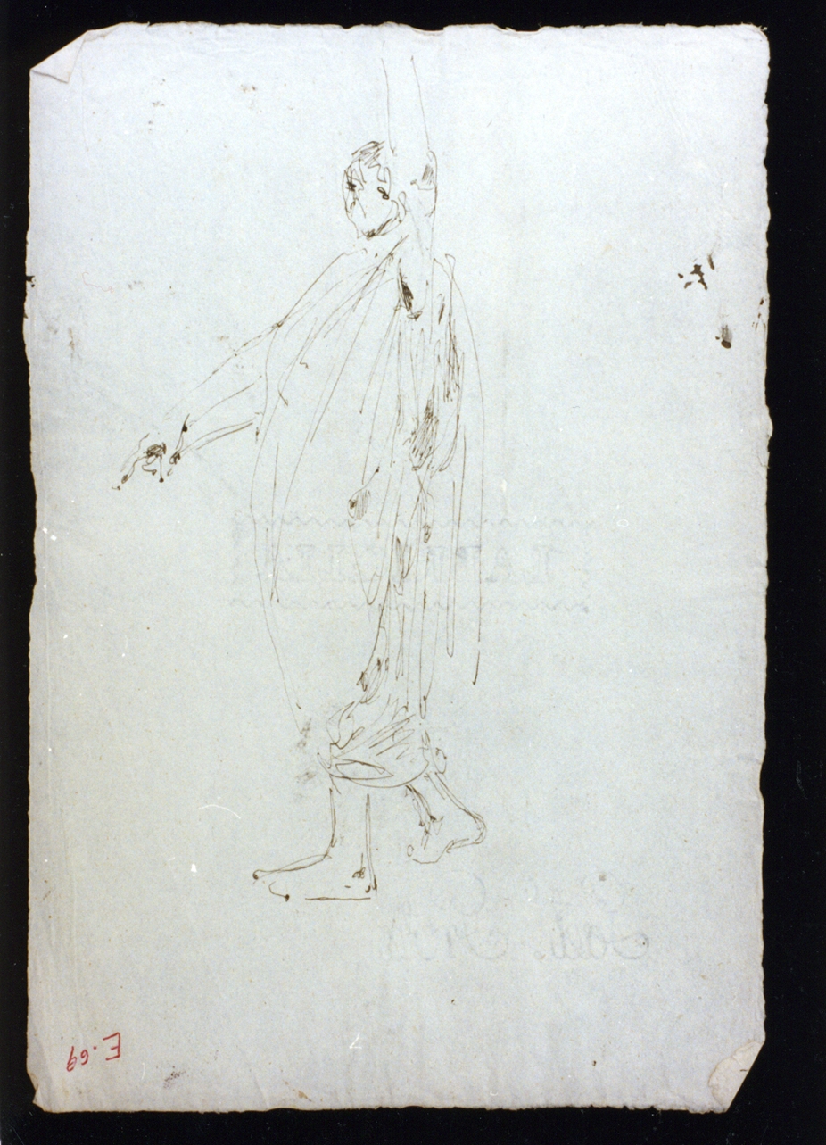 studio di figura maschile panneggiata (disegno) di Vetri Paolo (sec. XIX)