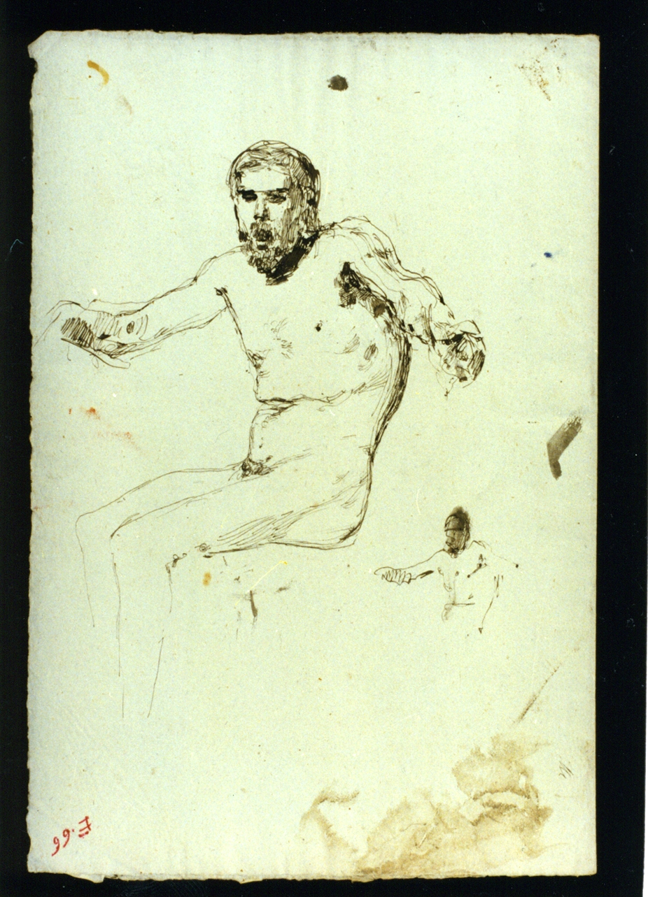 due studi di Caronte nudo che rema (disegno) di Vetri Paolo (sec. XIX)
