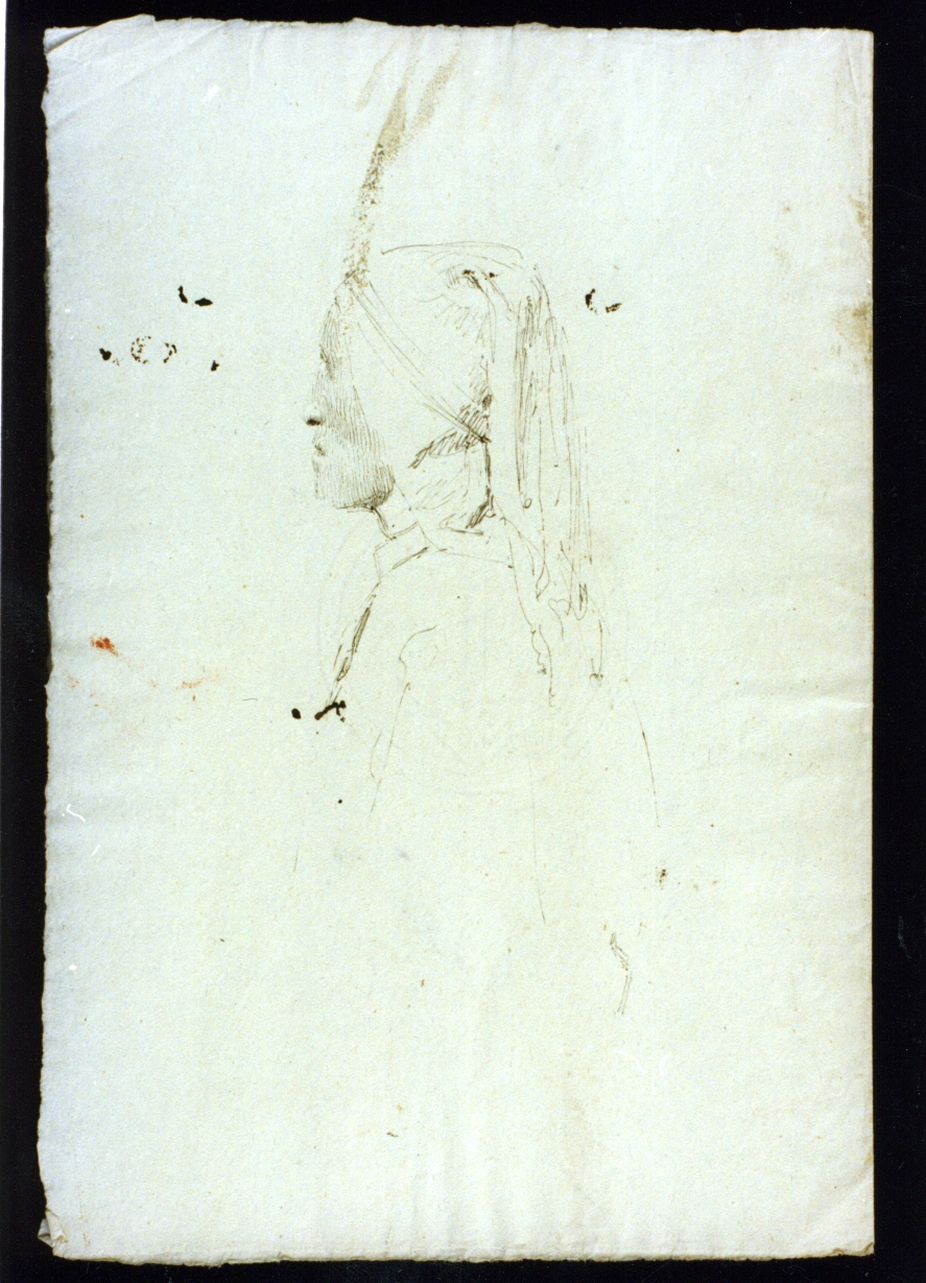 studio di mezzo busto di Dante di profilo (disegno) di Vetri Paolo (sec. XIX)