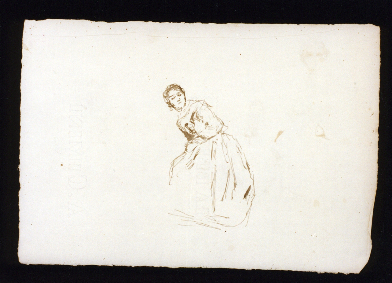 studio di giovane contadina riversa su un lato (disegno) di Vetri Paolo (sec. XIX)