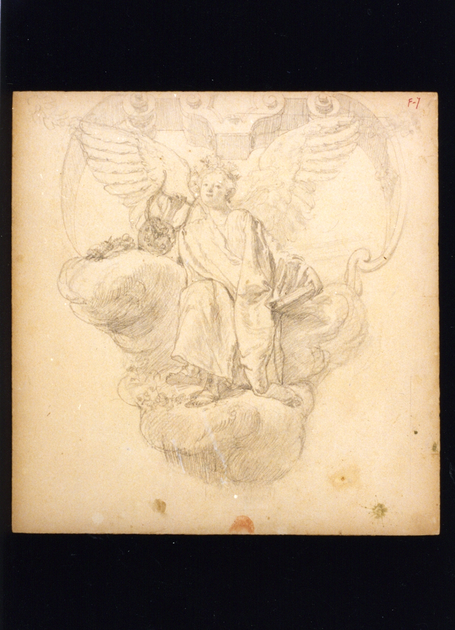 studio di figura femminile alata con cetra (disegno) di Vetri Paolo (secc. XIX/ XX)