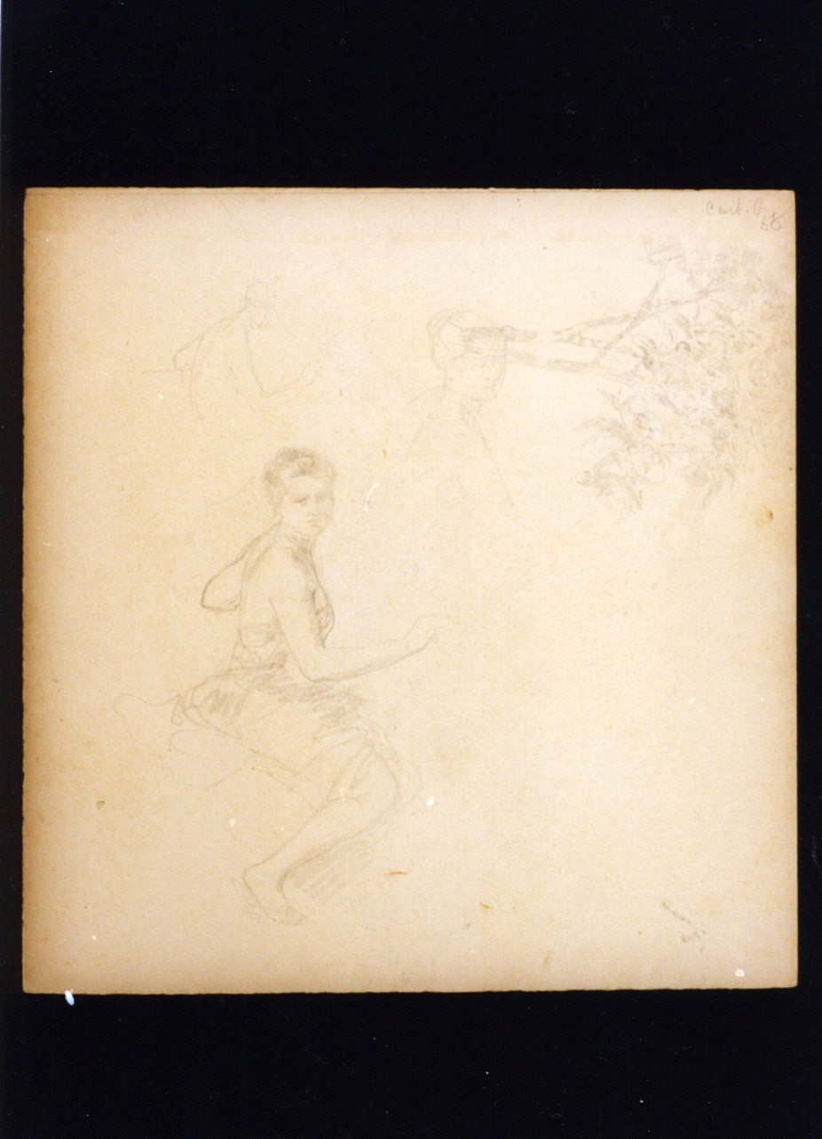 studio di figure femminili sedute e di albero (disegno) di Vetri Paolo (secc. XIX/ XX)