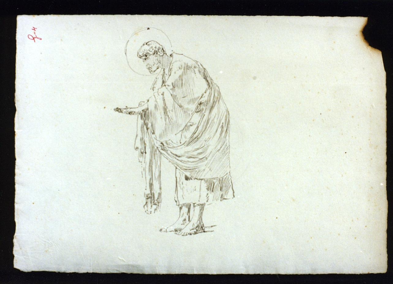 studio di santo piegato in avanti (disegno) di Vetri Paolo (secc. XIX/ XX)