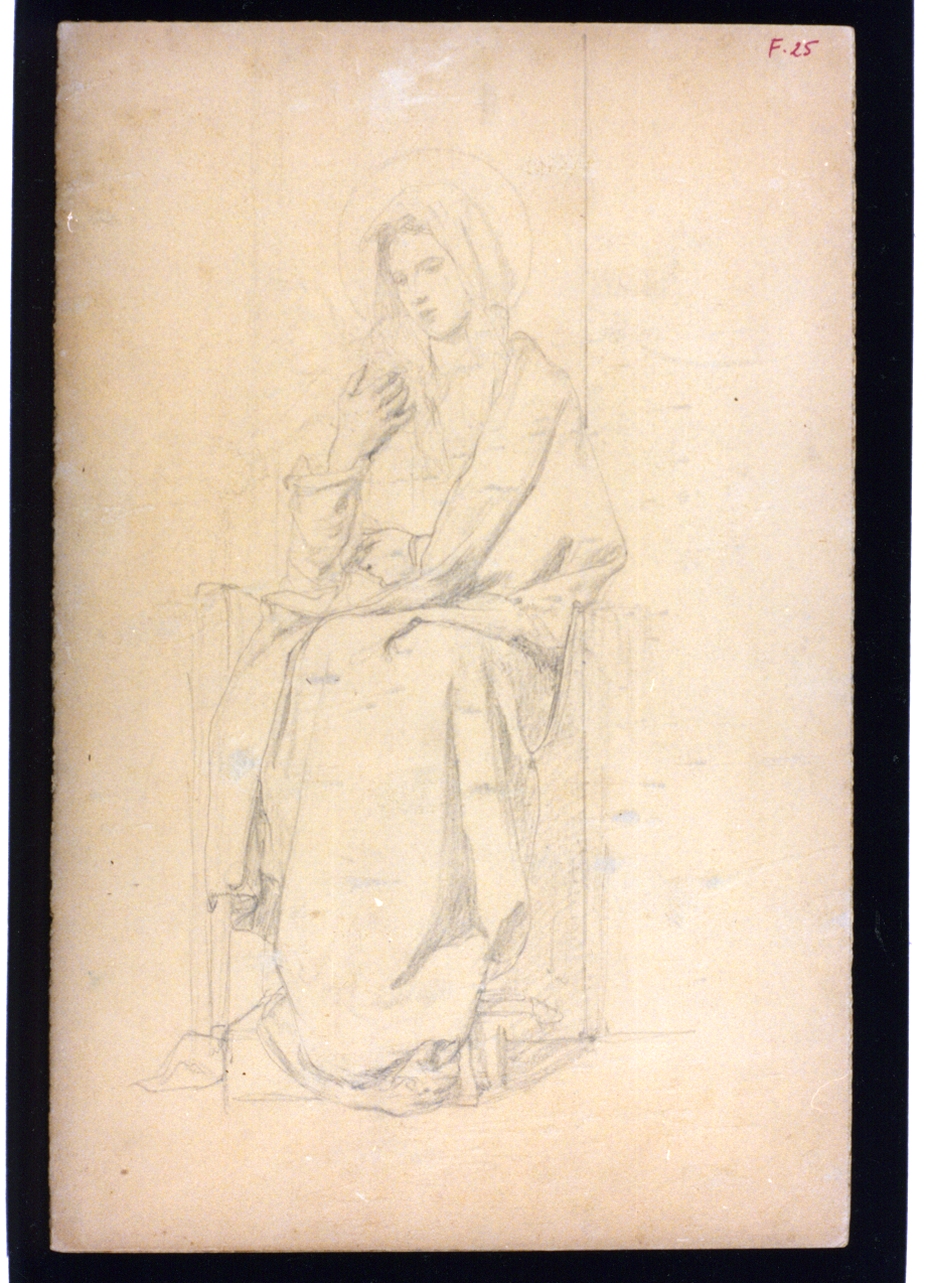 studio di Madonna in trono (disegno) di Vetri Paolo (secc. XIX/ XX)