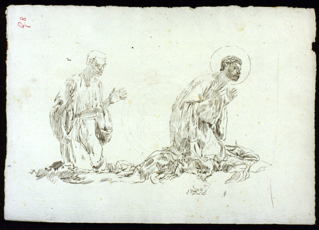 studio di santi oranti in ginocchio (disegno) di Vetri Paolo (secc. XIX/ XX)