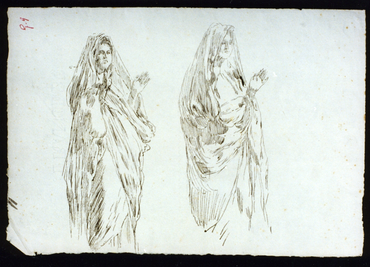 studio di figure femminili oranti (disegno) di Vetri Paolo (secc. XIX/ XX)