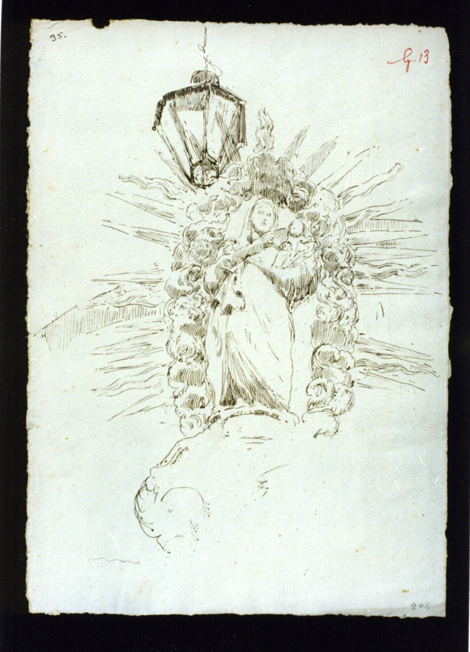 studio di Madonna con Bambino (disegno) di Vetri Paolo (sec. XIX)