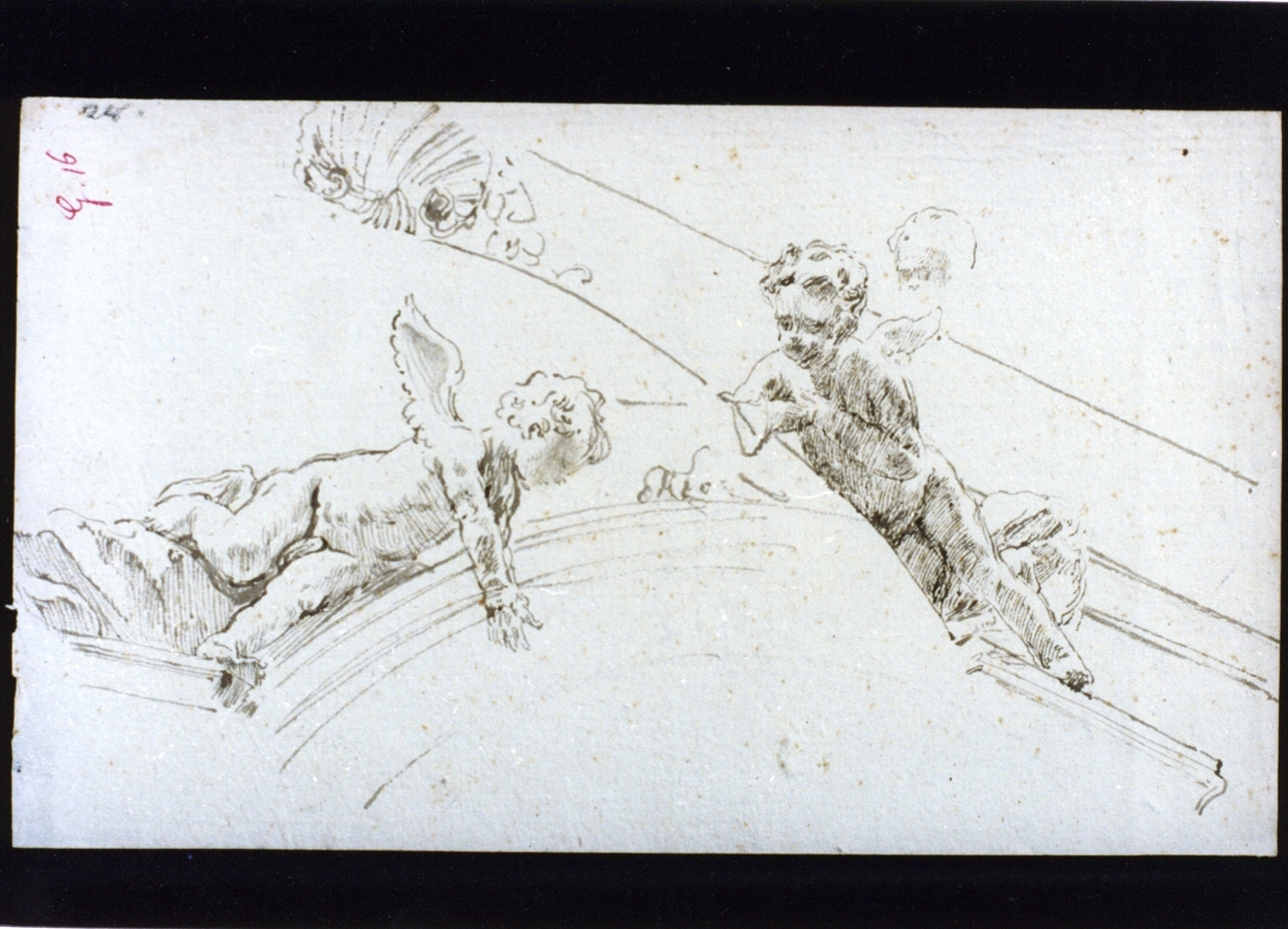 studio di decorazione a fresco con puttini (disegno) di Vetri Paolo (secc. XIX/ XX)