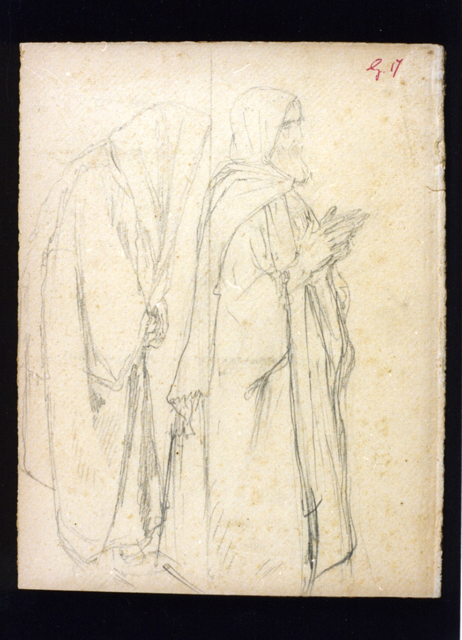 studio di due frati oranti (disegno) di Vetri Paolo (secc. XIX/ XX)