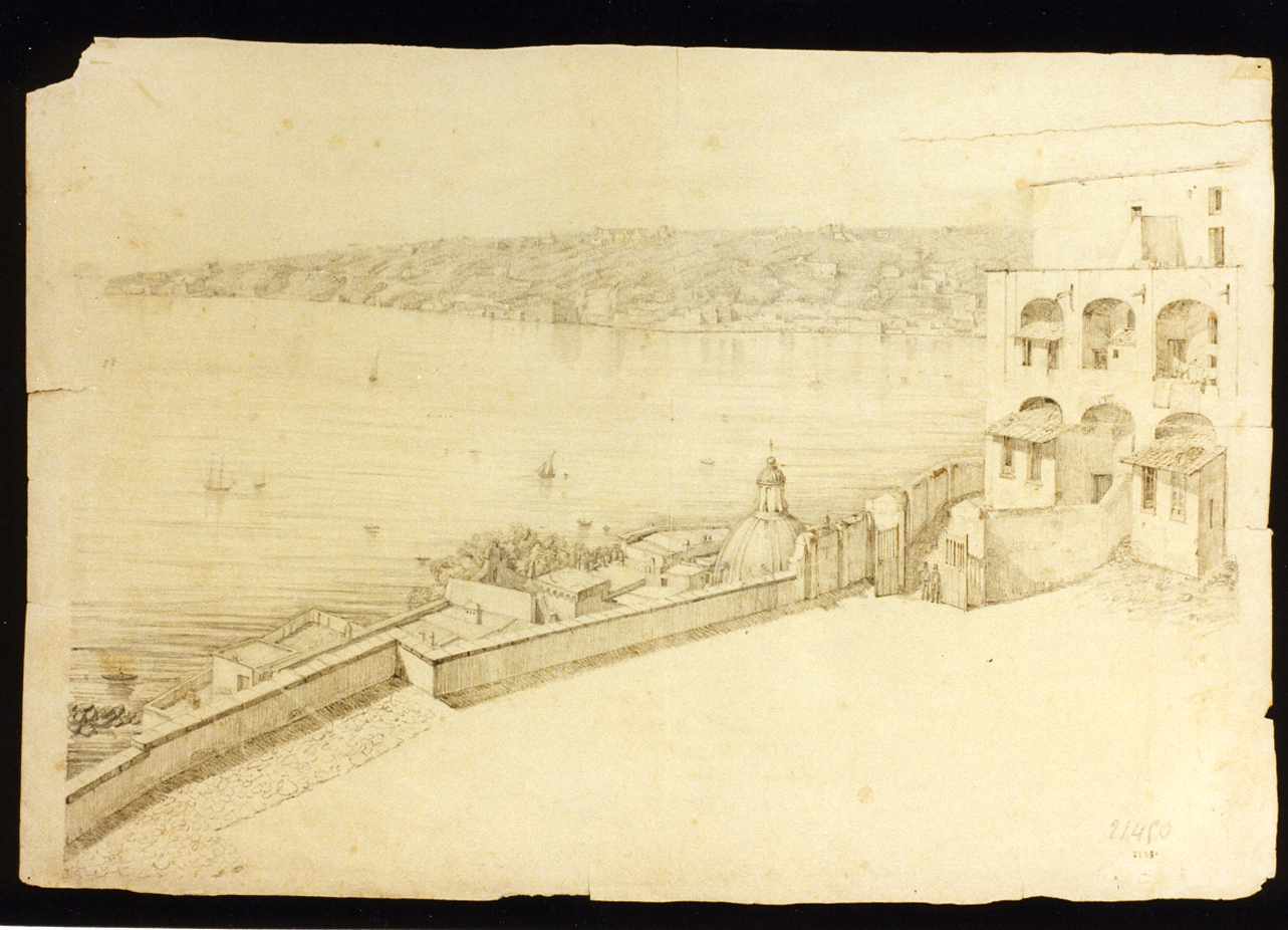 studio della collina di Posillipo dal Belvedere di via Petrarca (disegno) di Girosi Giovanni (sec. XIX)