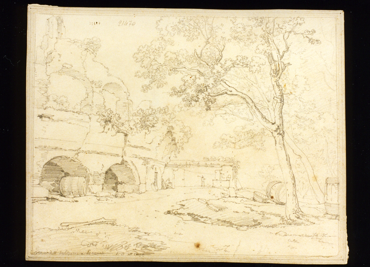 studio della veduta esterna dell'anfiteatro di Pozzuoli (disegno) di Vianelli Achille (sec. XIX)