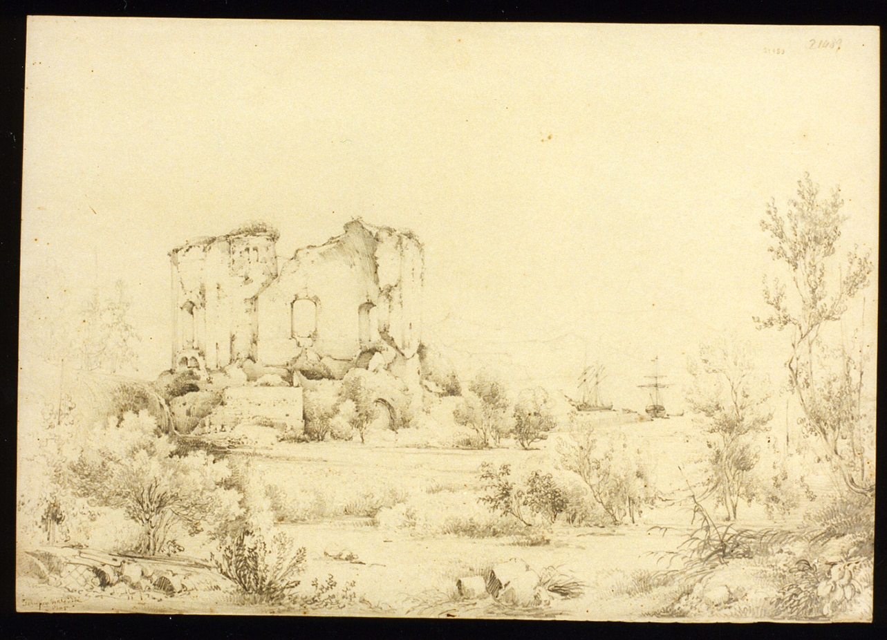 studio del tempio di Venere a Baia (disegno) di Vianelli Achille (sec. XIX)