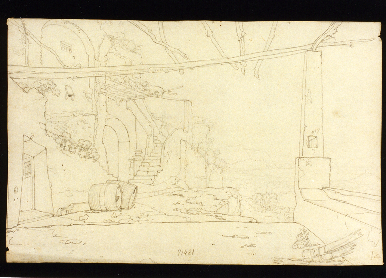 studio di case rustiche a Cuma (disegno) di Vianelli Achille (sec. XIX)