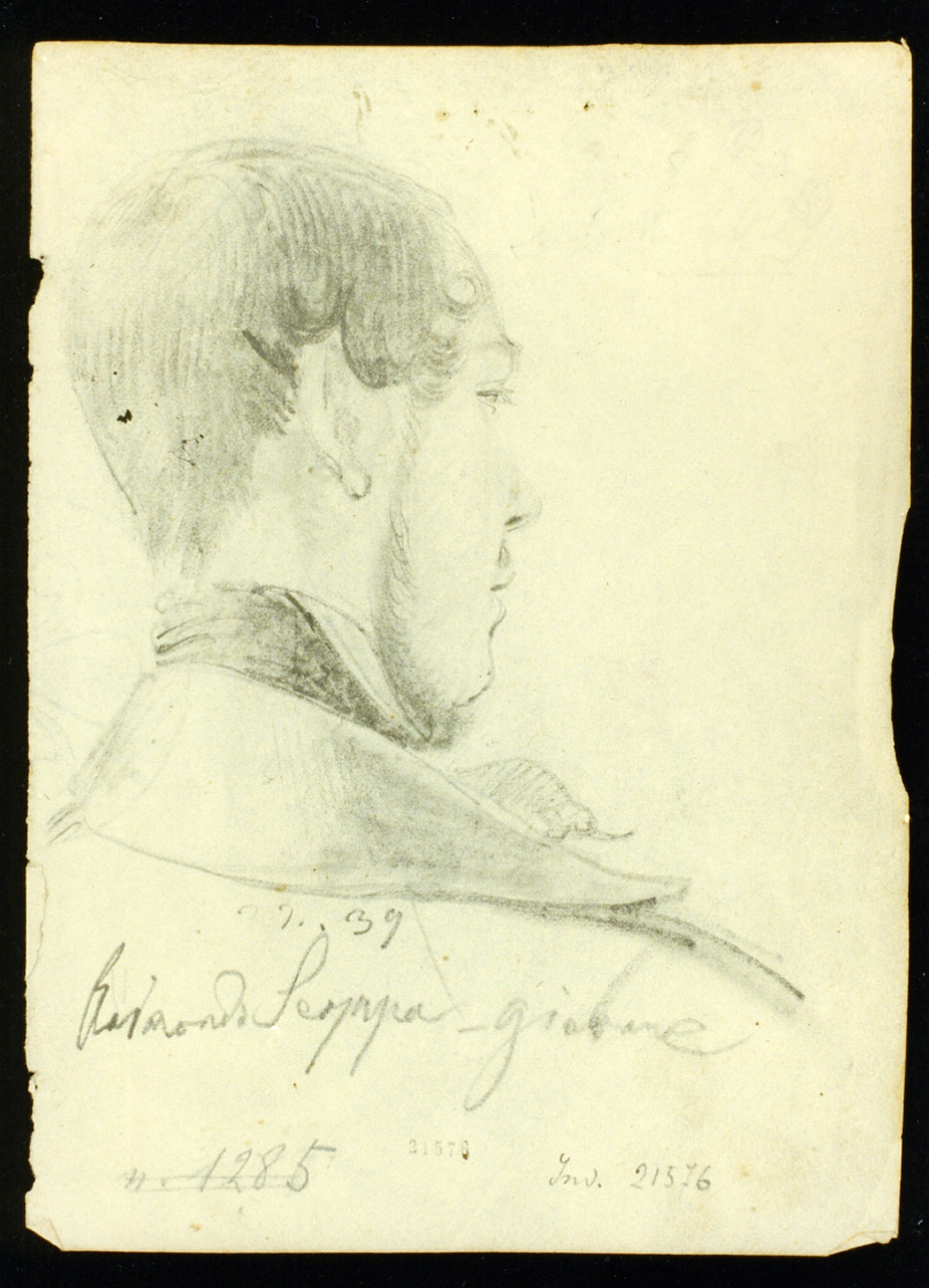 studio di ritratto di uomo (disegno) - ambito napoletano (sec. XIX)