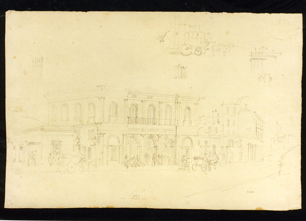 paesaggio con architetture (disegno) di Vianelli Achille (metà sec. XIX)