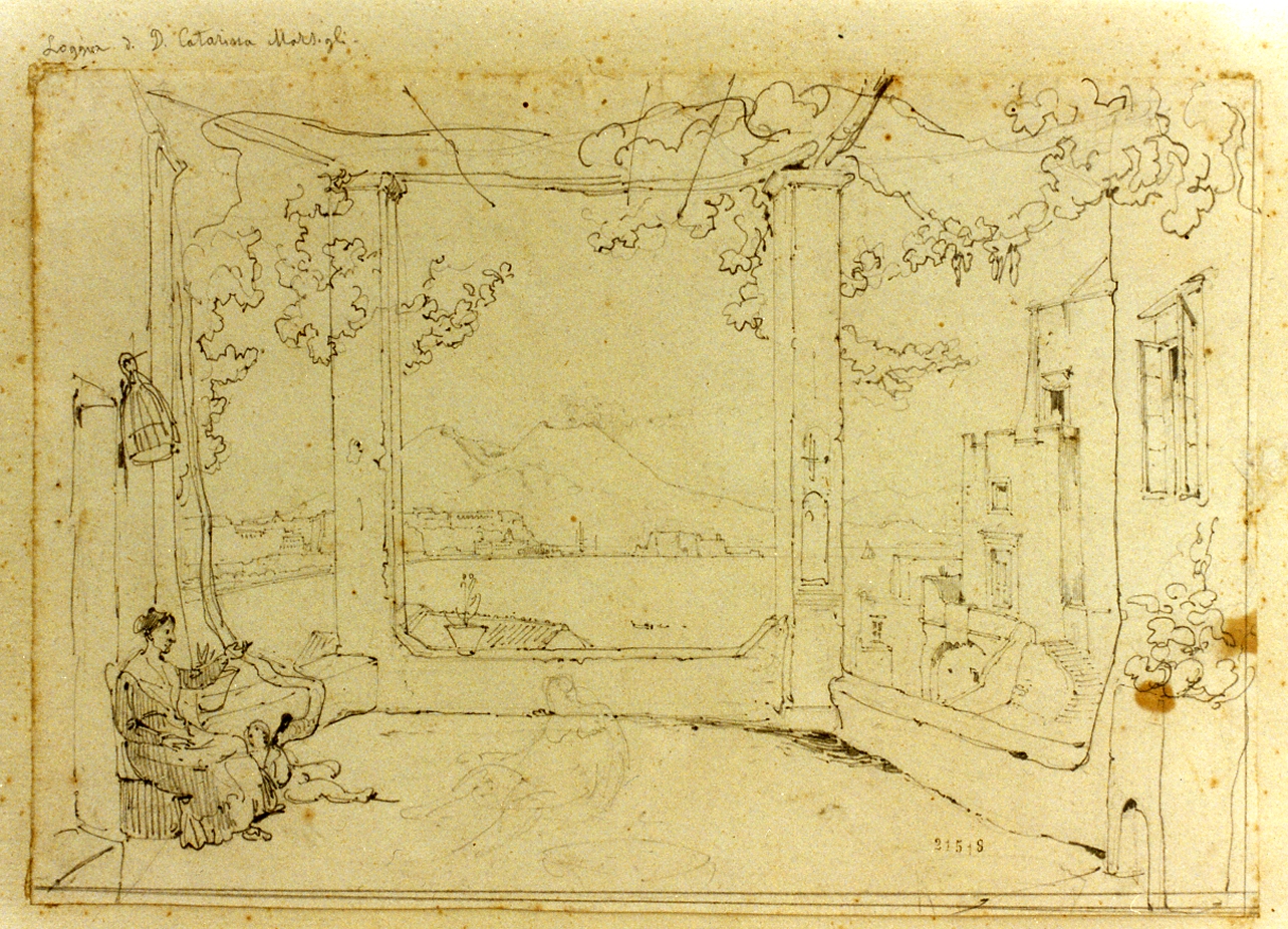 studio di veduta (disegno) di Vianelli Achille (metà sec. XIX)