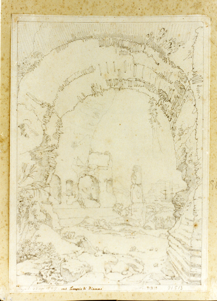 studio del Tempio di Diana a Baia (disegno) di Vianelli Achille (sec. XIX)