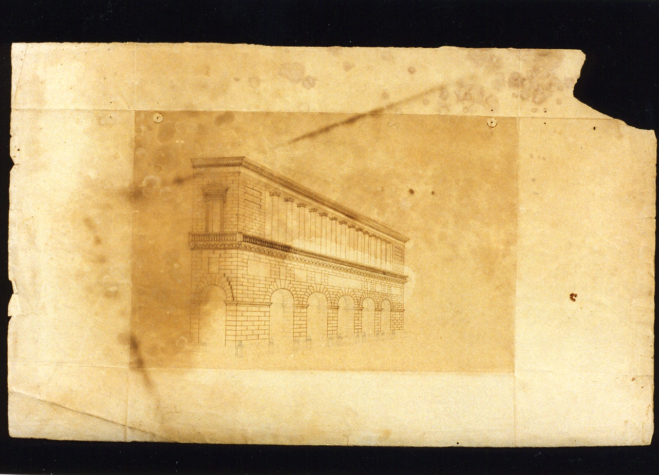 studio di un progetto per la facciata del teatro San Carlo (disegno) di Niccolini Antonio (sec. XIX)