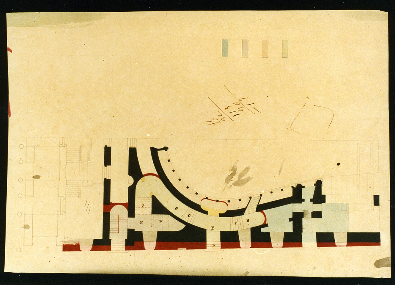 studio di planimetria di parte del teatro San Carlo (disegno) di Niccolini Antonio (sec. XIX)