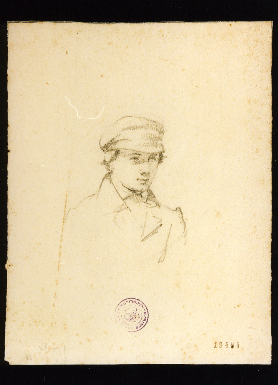 studio di giovane uomo con berretto (disegno) di Ponticelli Giovanni (sec. XIX)