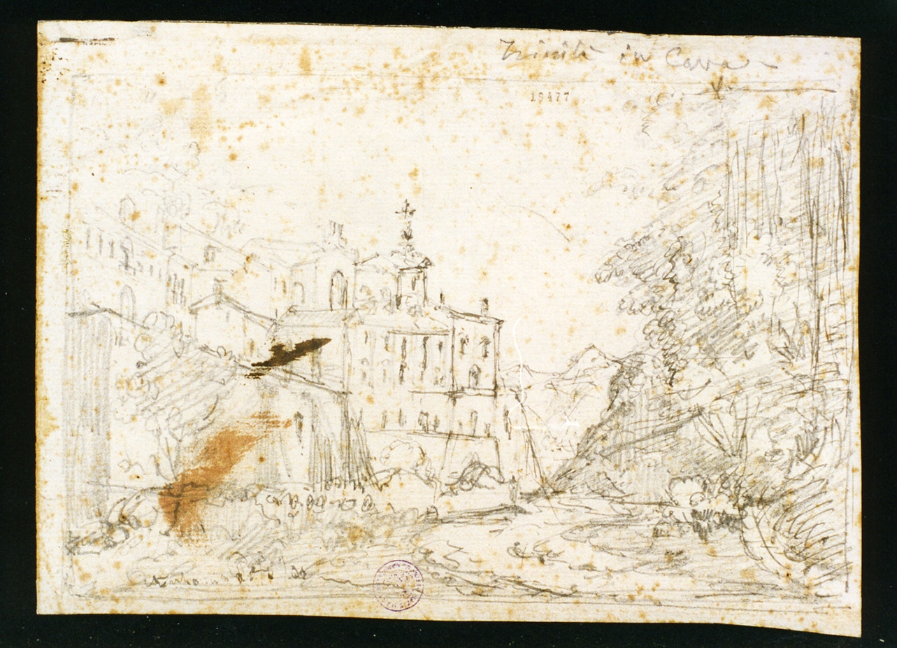 chiesa della Trinità a Cava (disegno) di Pitloo Anton Sminck (sec. XIX)