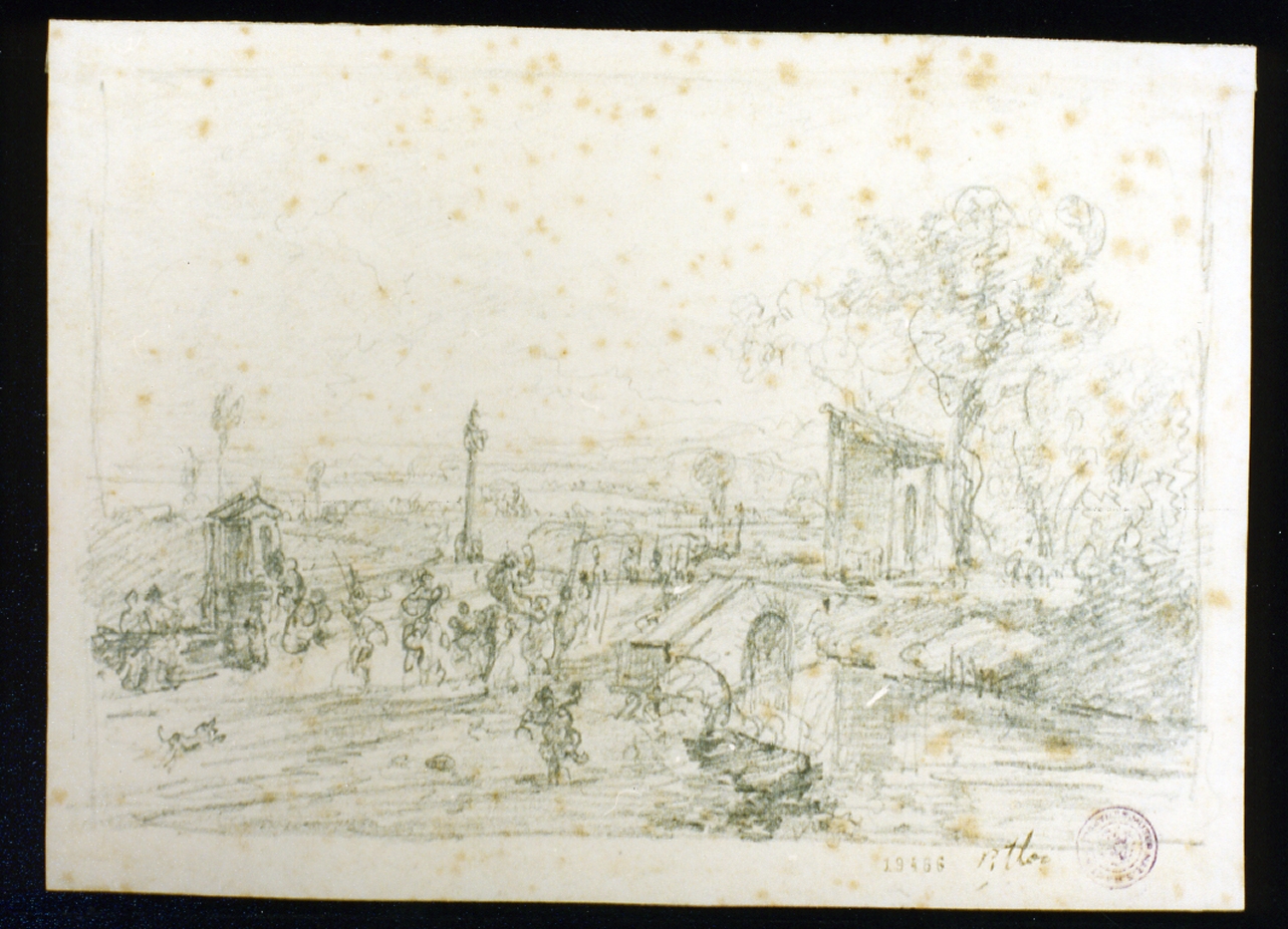 studio di paesaggio (disegno) di Pitloo Anton Sminck (sec. XIX)