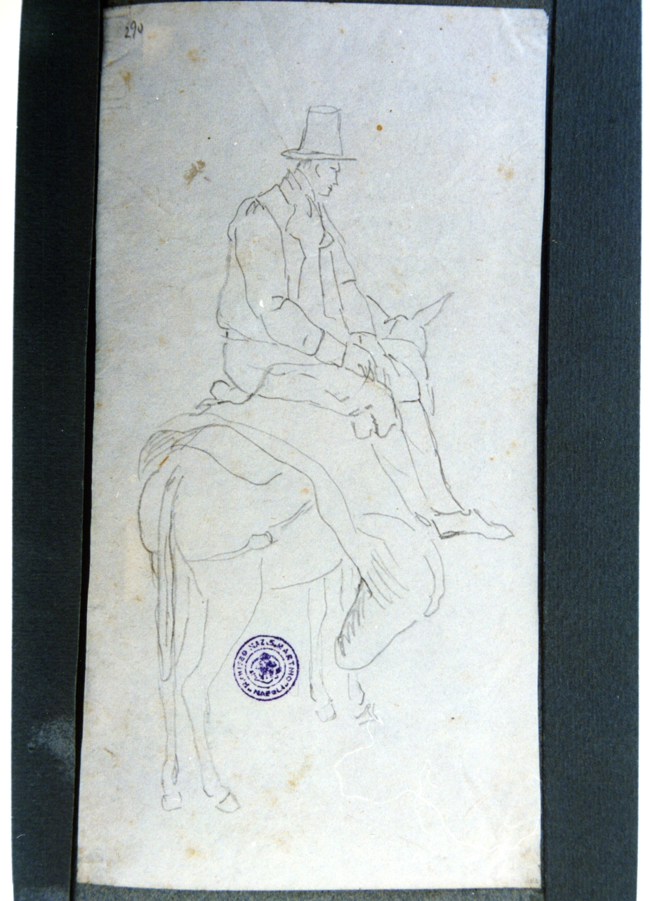 studio di pastore su asino con soma (disegno) di Vervloet Frans (sec. XIX)