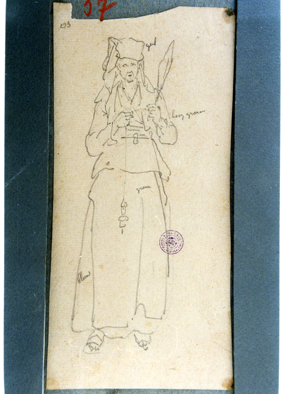 studio di pastorella col fuso (disegno) di Vervloet Frans (sec. XIX)