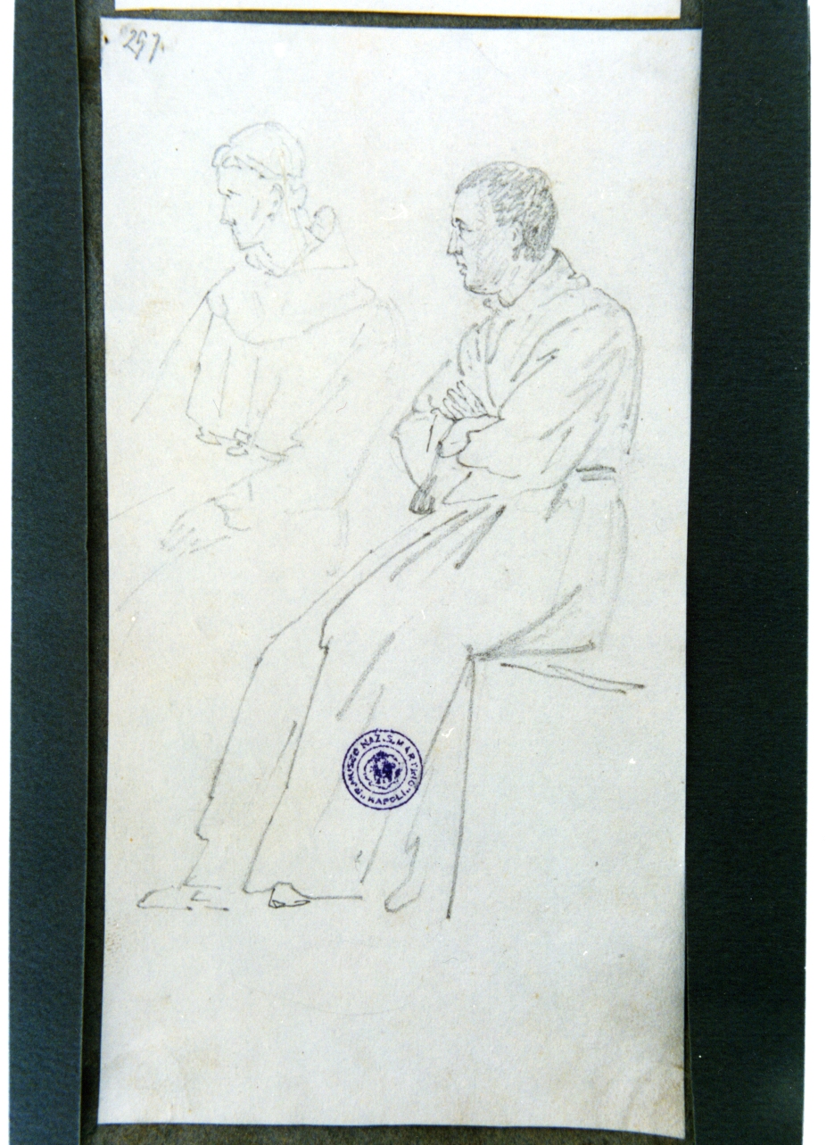 studio di frati seduti (disegno) di Vervloet Frans (sec. XIX)