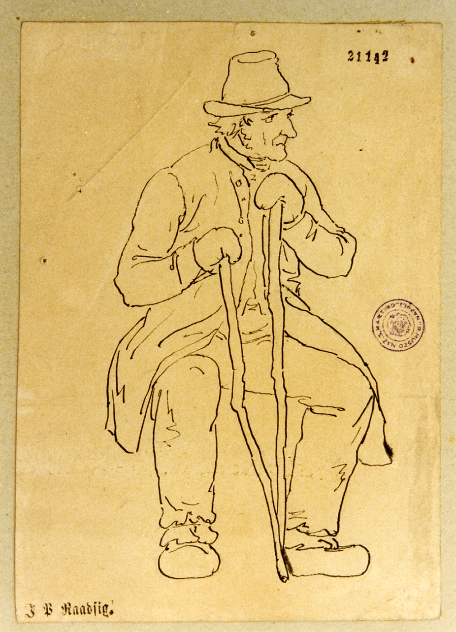 figura di vecchio (disegno) di Raadsig Johan Peter (sec. XIX)
