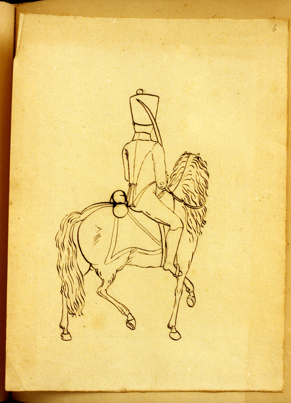 militare a cavallo (disegno) - ambito napoletano (primo quarto sec. XIX)
