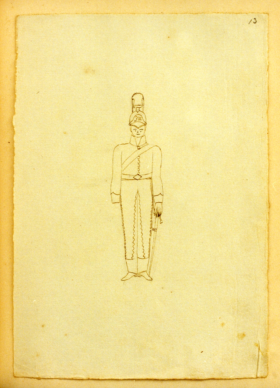 figura maschile (disegno) - ambito napoletano (primo quarto sec. XIX)