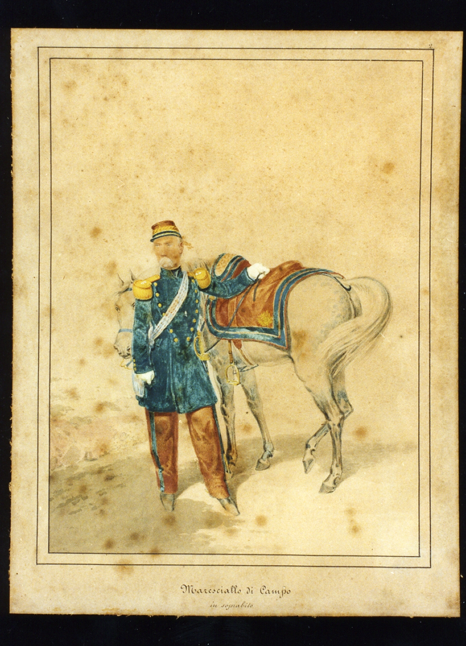 militare dell'esercito borbonico (disegno) - ambito napoletano (sec. XIX)