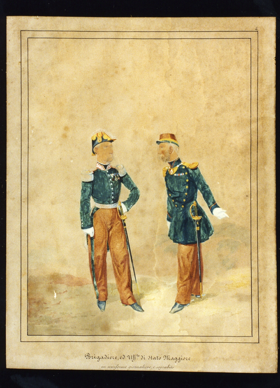 militari dell'esercito borbonico (disegno) - ambito napoletano (sec. XIX)