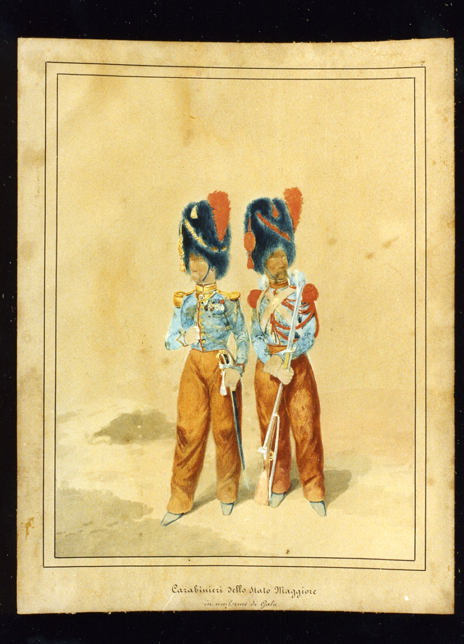 militari dell'esercito borbonico (disegno) - ambito napoletano (sec. XIX)