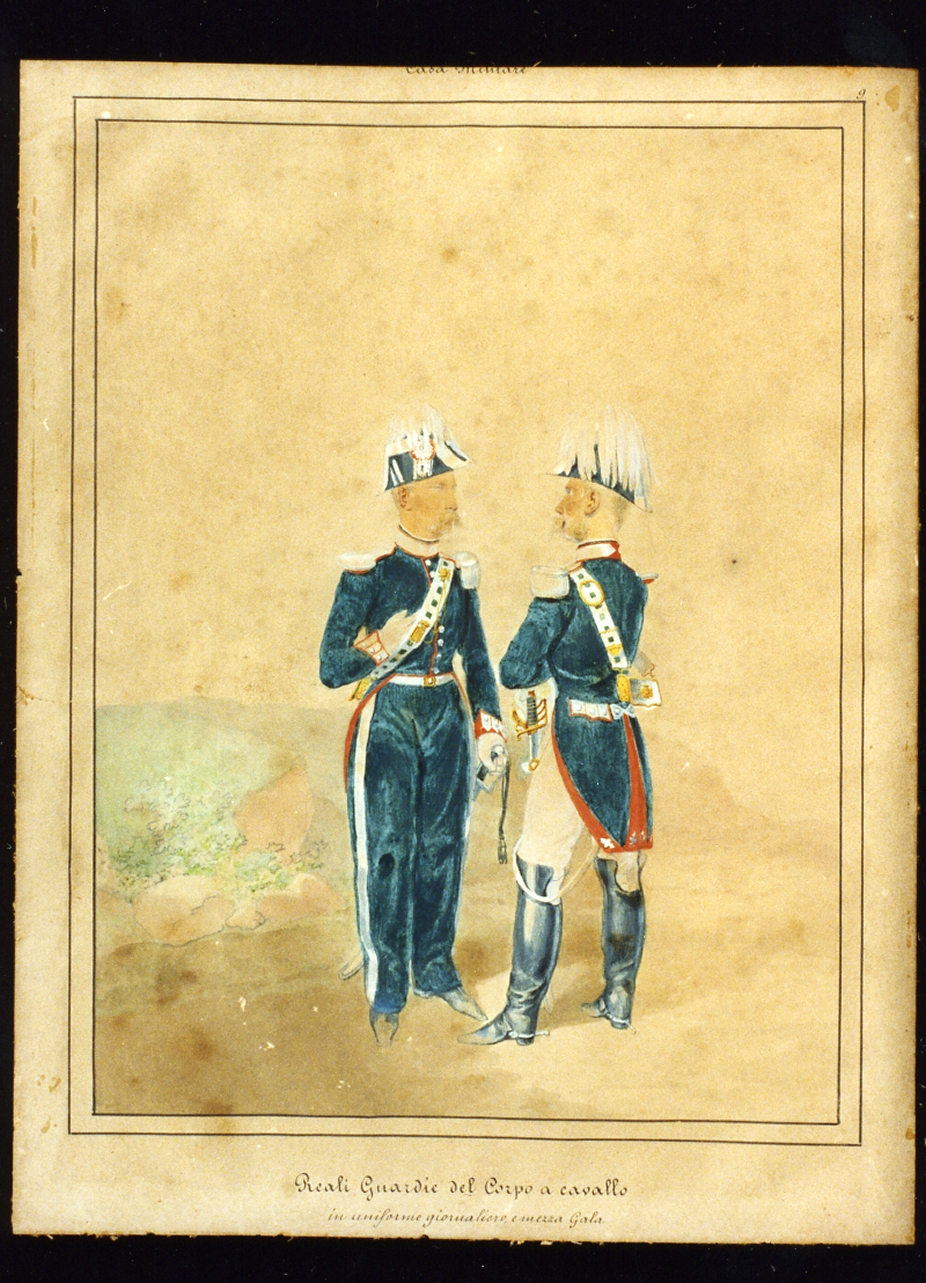 militari dell'esercito borbonico (disegno) - ambito napoletano (sec. XIX)