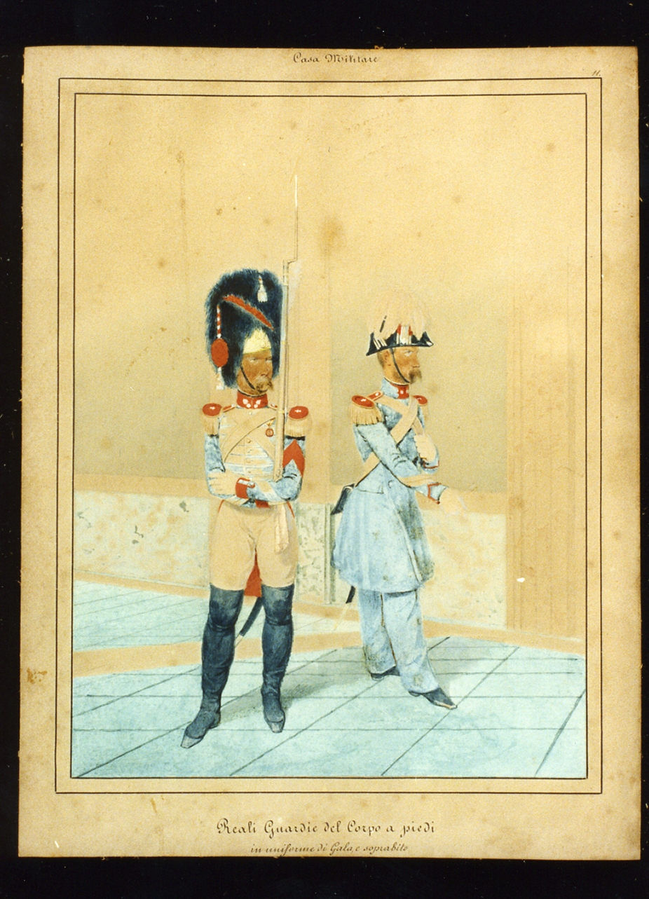 militari dell'esercito borbonico (disegno) - ambito napoletano (sec. XIX)