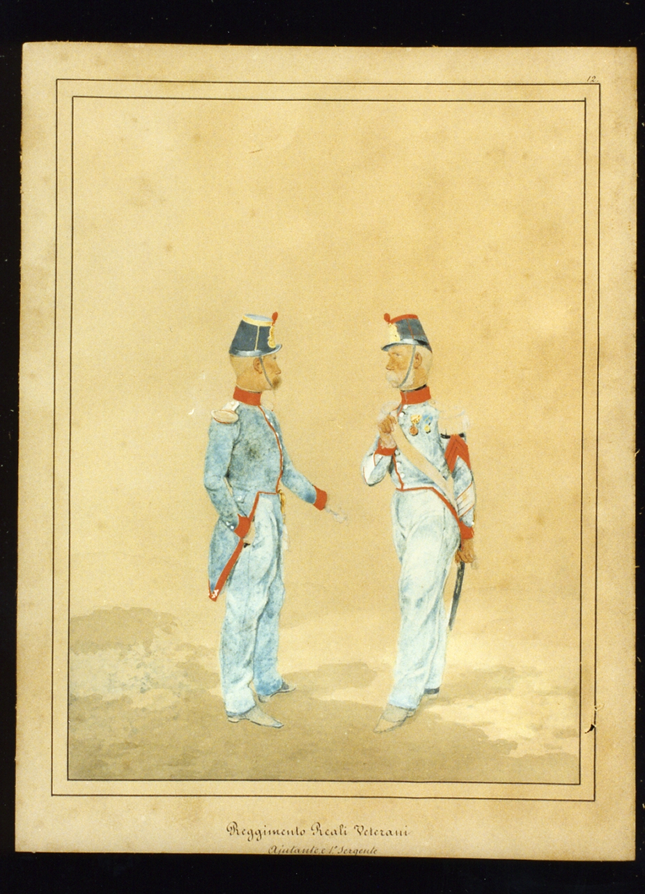 militari dell'esercito borbonico (disegno) - ambito napoletano (sec. XIX)
