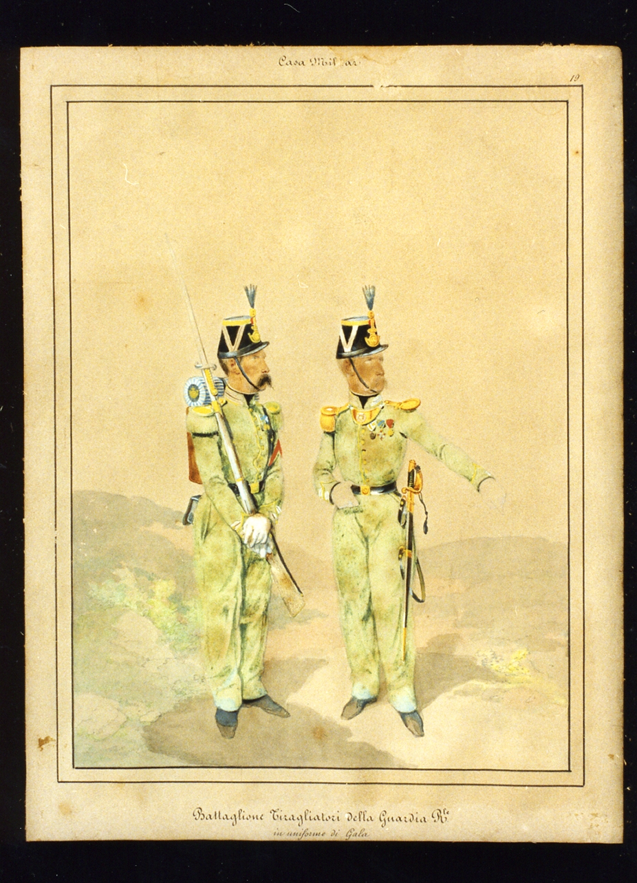 militari dell'esercito borbonico (disegno) - ambito napoletano (sec. XIX)