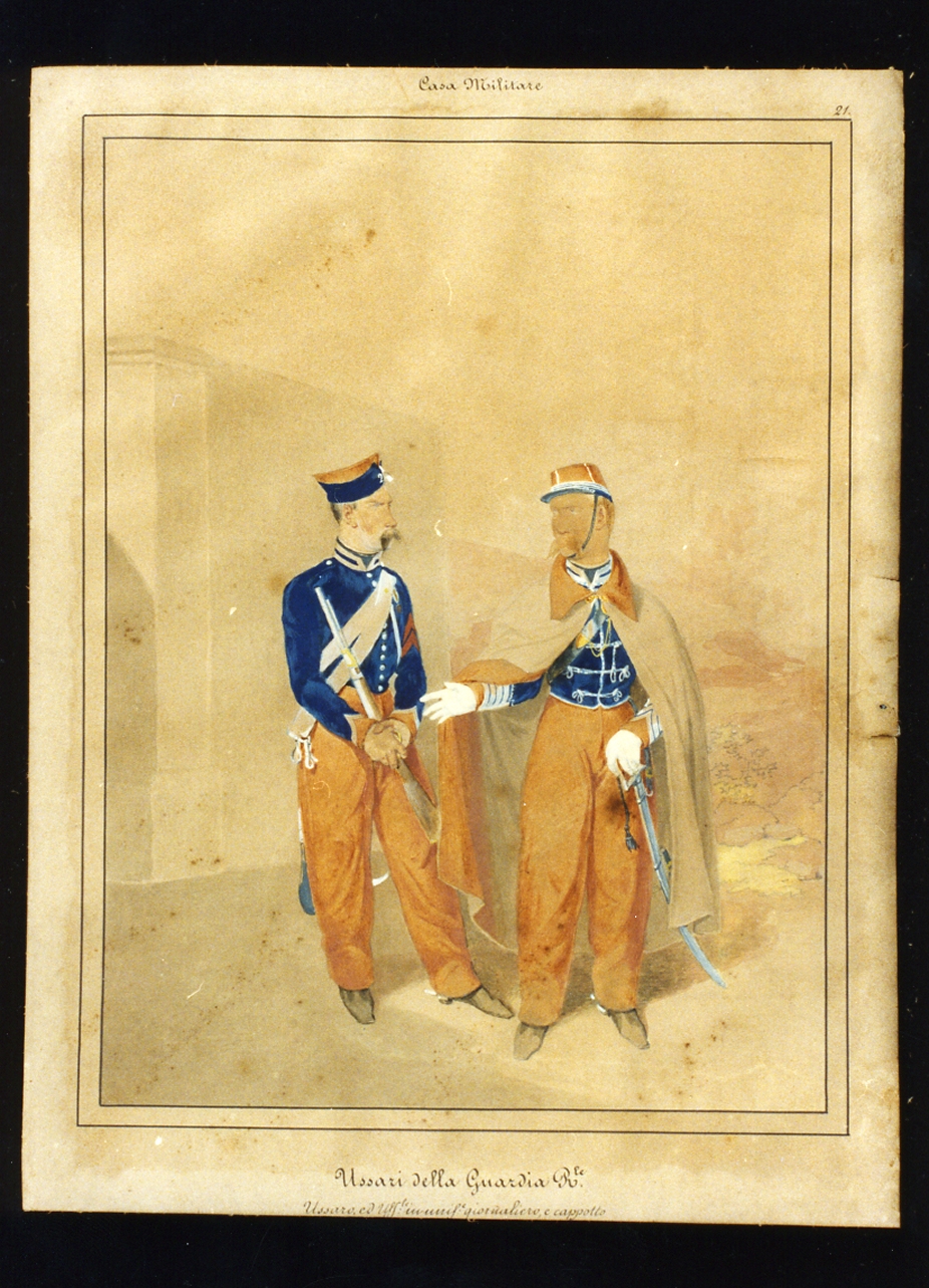 militari dell'esercito borbonico (disegno) - ambito napoletano (sec. XIX)