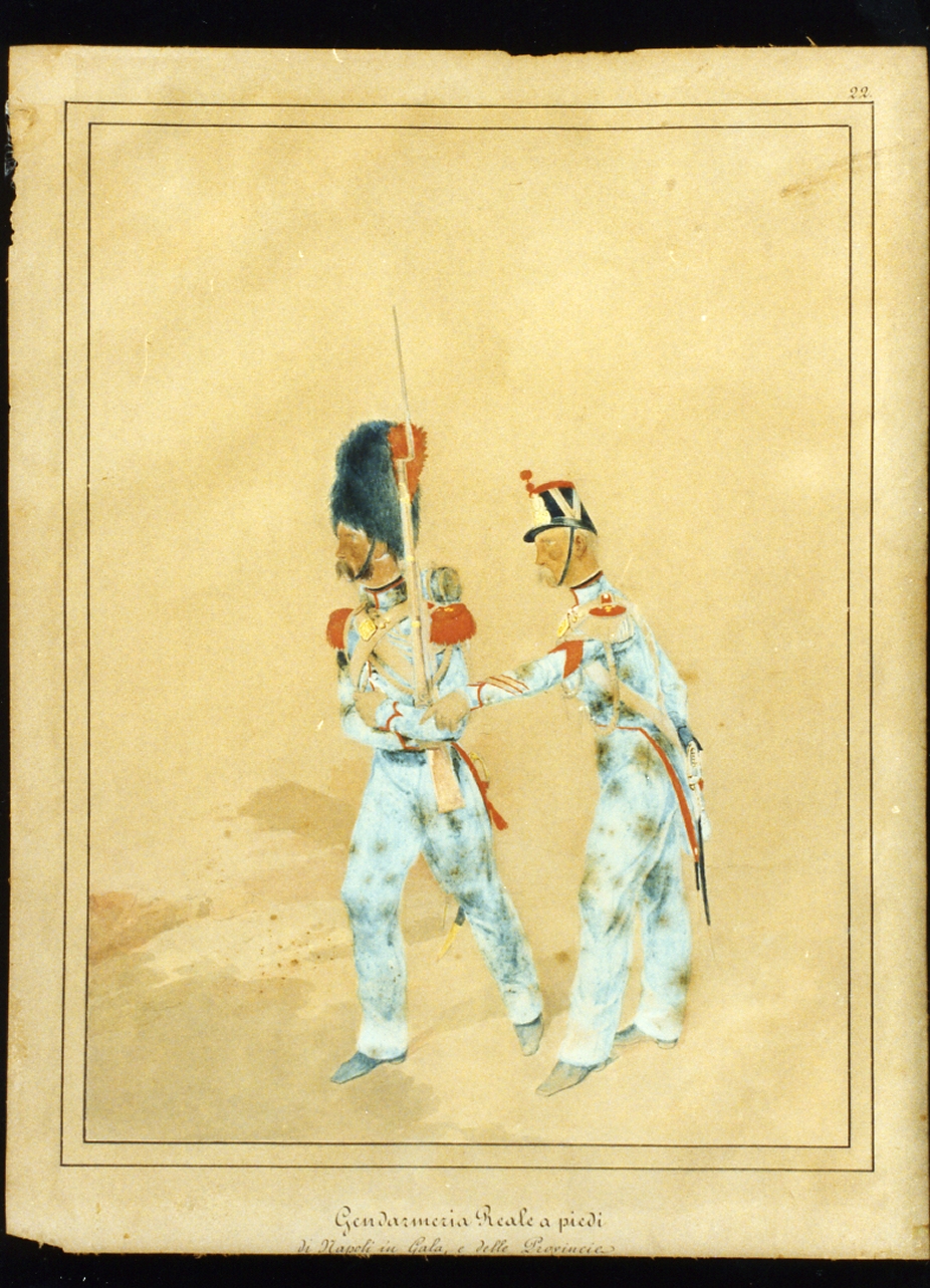 militari dell'esercito borbonico (disegno) - ambito napoletano (sec. XIX)