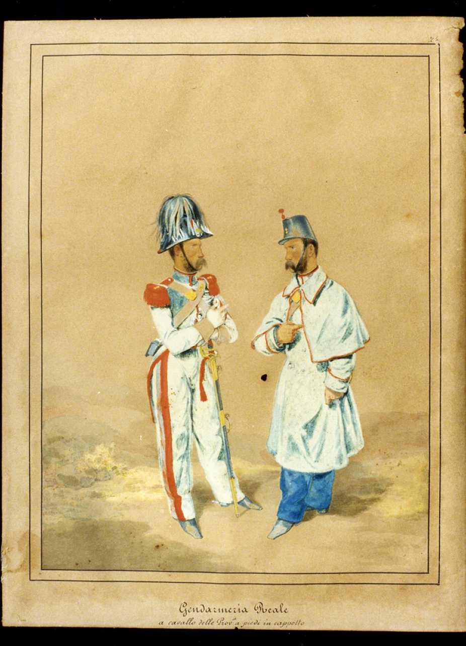 militari dell'esercito borbonico (disegno) - ambito napoletano (sec. XIX)