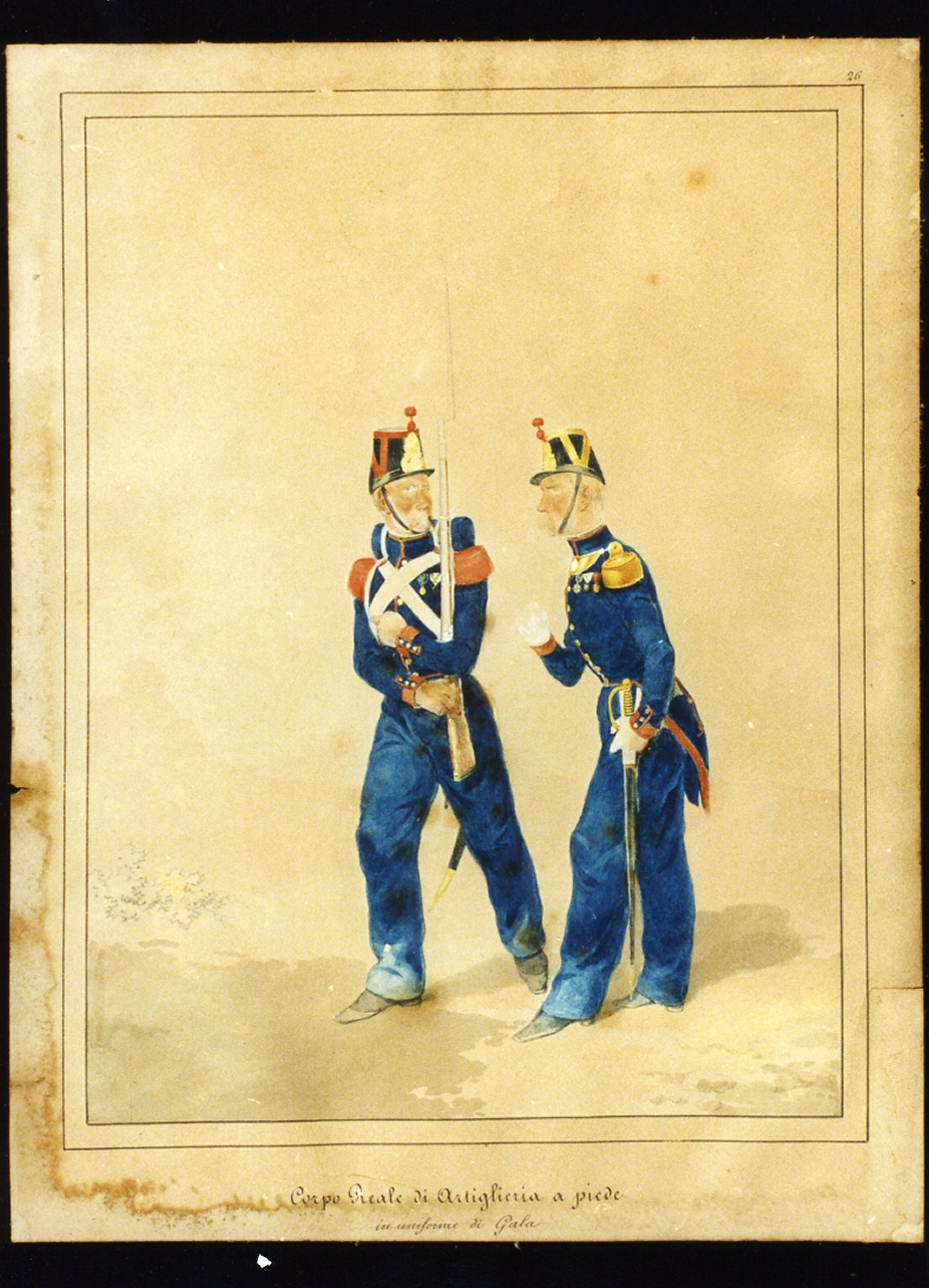 militari dell'esercito borbonico (disegno) - ambito napoletano (sec. XIX)