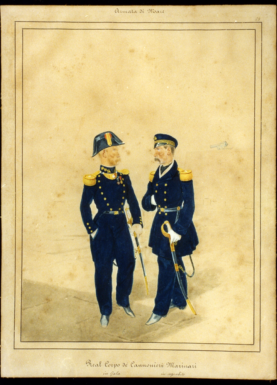 militari dell'esercito borbonico (disegno) - ambito napoletano (sec. XIX)