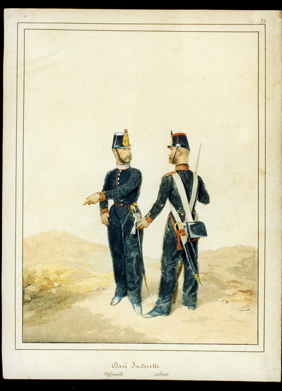 militari dell'esercito borbonico (disegno) - ambito napoletano (sec. XIX)