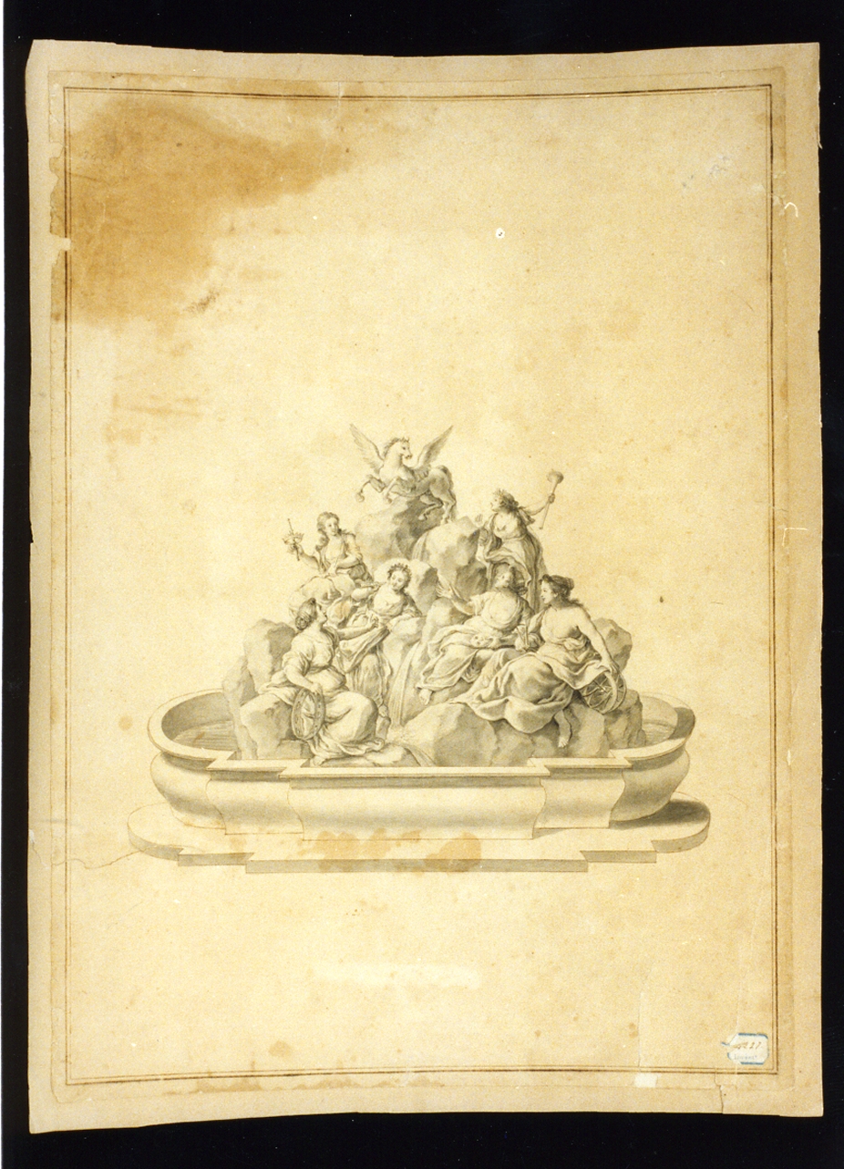 studio per fontana (disegno) - ambito napoletano (seconda metà sec. XVIII)