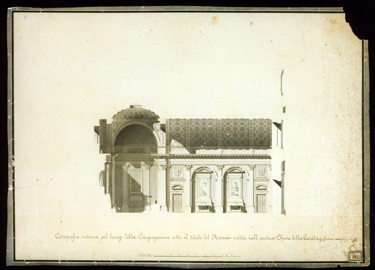 sezione della congregazione del Rosario (disegno) - ambito napoletano (sec. XIX)