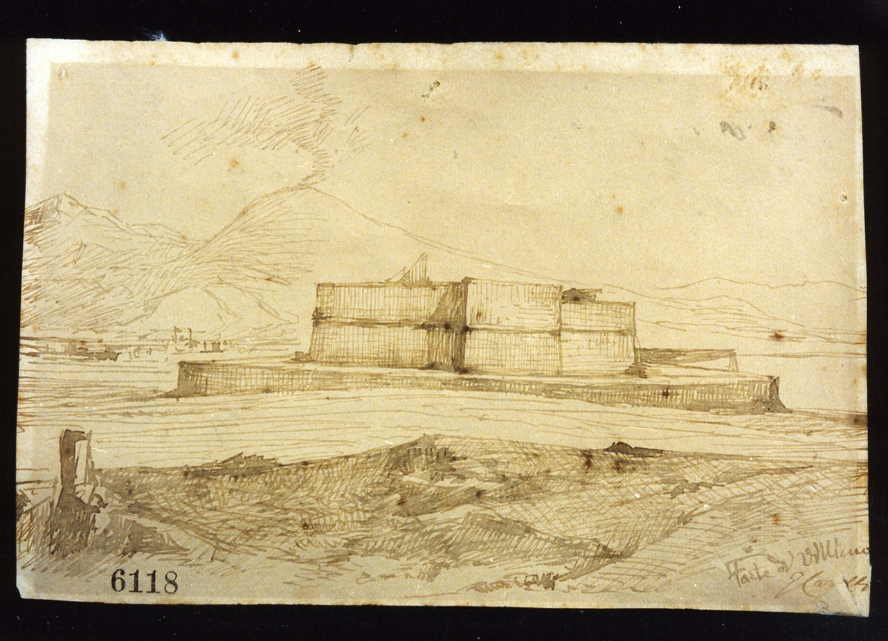 veduta del forte di Vigliena (disegno) di Carelli Gabriele (sec. XIX)